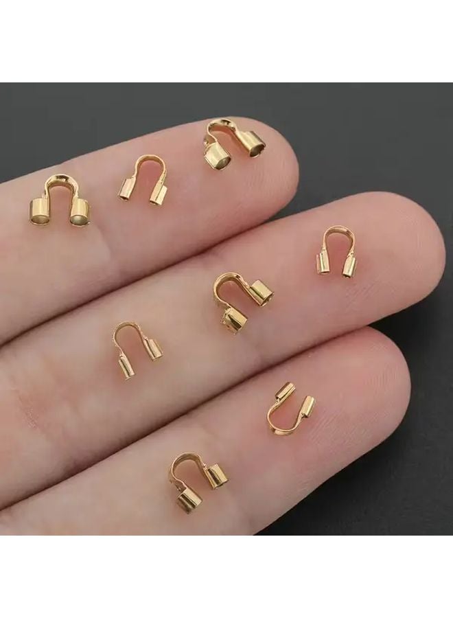 Golden U Shaped Tube End Cap Clamps 20pcs For Handmade Jewelry Craft Accessories - Image 2